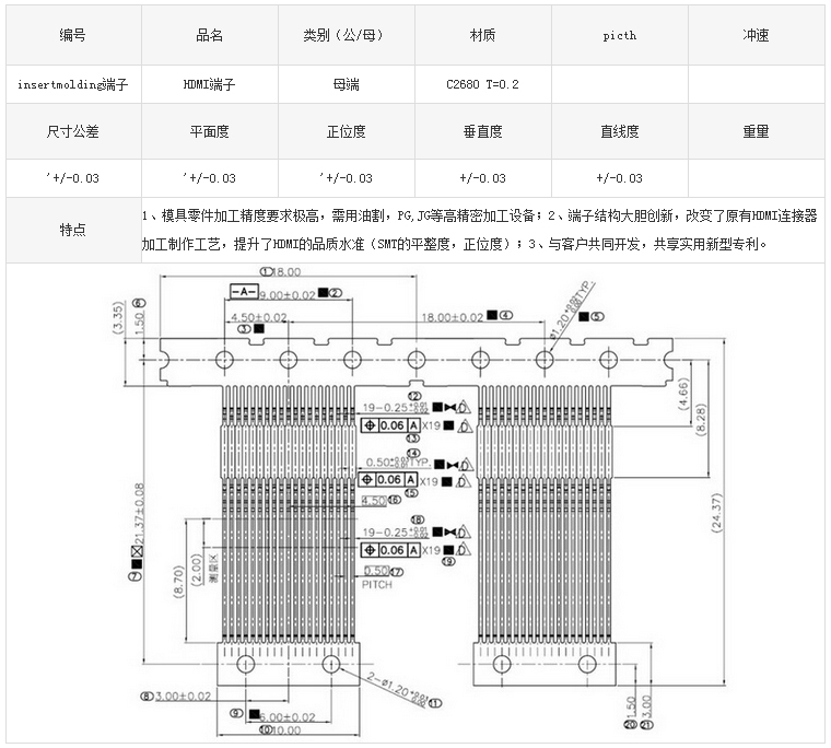 insertmolding端子冲压件参数图